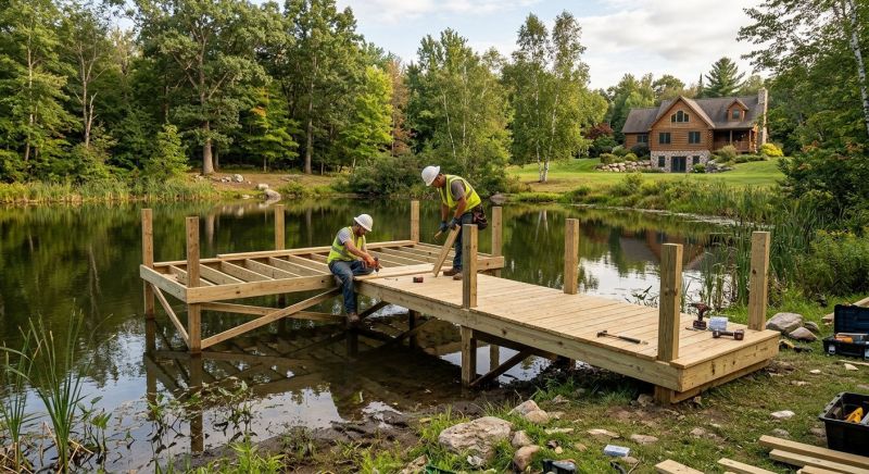 Pond Dock Installation in Overland Park, KS
